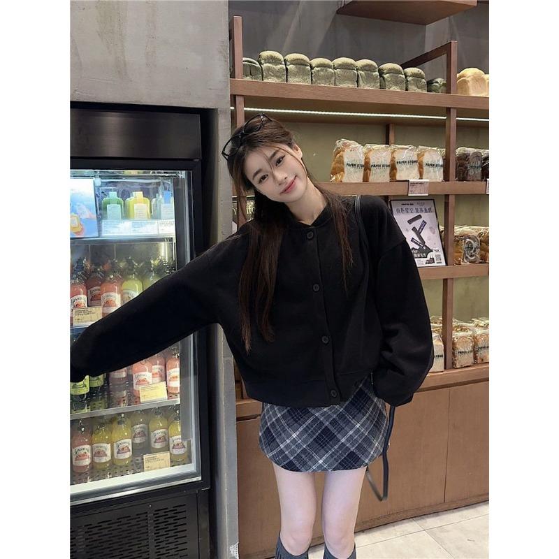 Korean Fashion Versatile Baseball Uniform Sweatshirt Jacket for Women Spring and Autumn Loose Stand-up Collar Cardigan Top