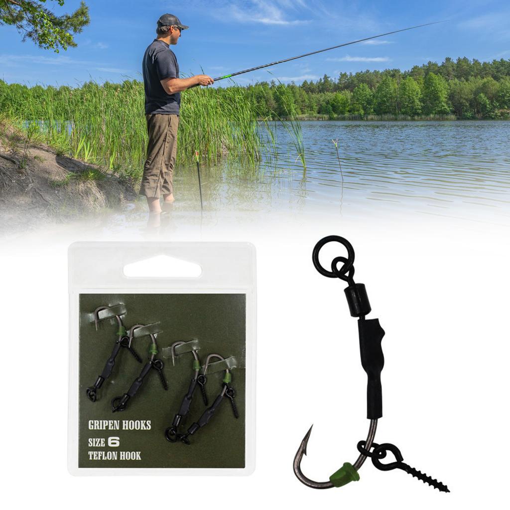 Carp Fishing Rig Wide Gape Hook with Leader and Anti Tangle Sleeve Fishing Ronnie Rig Hook Carp Fishing Leader Hook