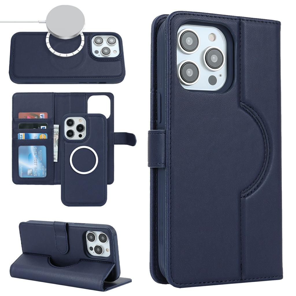 For iPhone 15 Pro Wallet Case Compatible with MagSafe Anti-Drop Detachable PU Leather Phone Cover