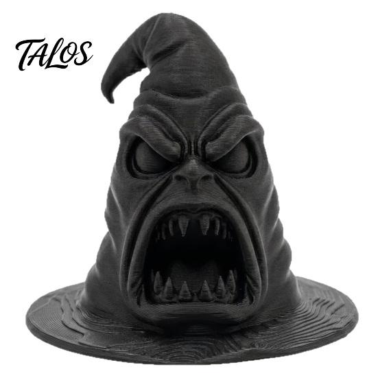 Unique Halloween Party Favors 3D Printed Dark Big Mouth Wizard Hat Figurine, Scary Witch Desktop Figurines Tabletop Statue, Gothic Ornament