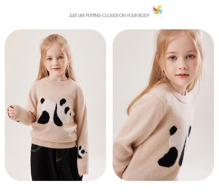 Kinder-Rollkragen-Kaschmirpullover mit Panda-Design für Herbst & Winter