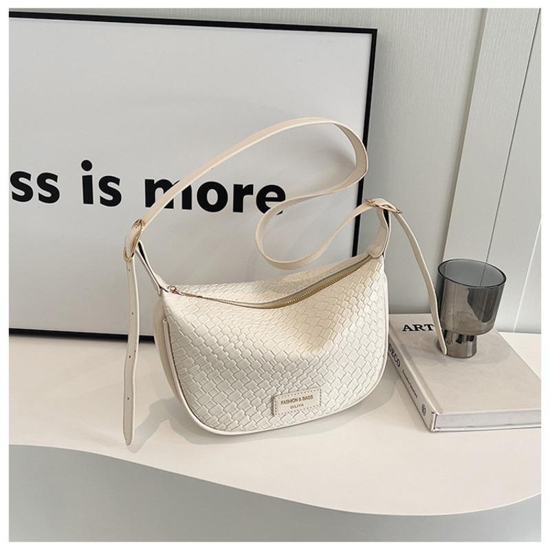 

Autumn new woven personalized portable oblique straddle bag fashionable versatile women s underarm shoulder bag белый
