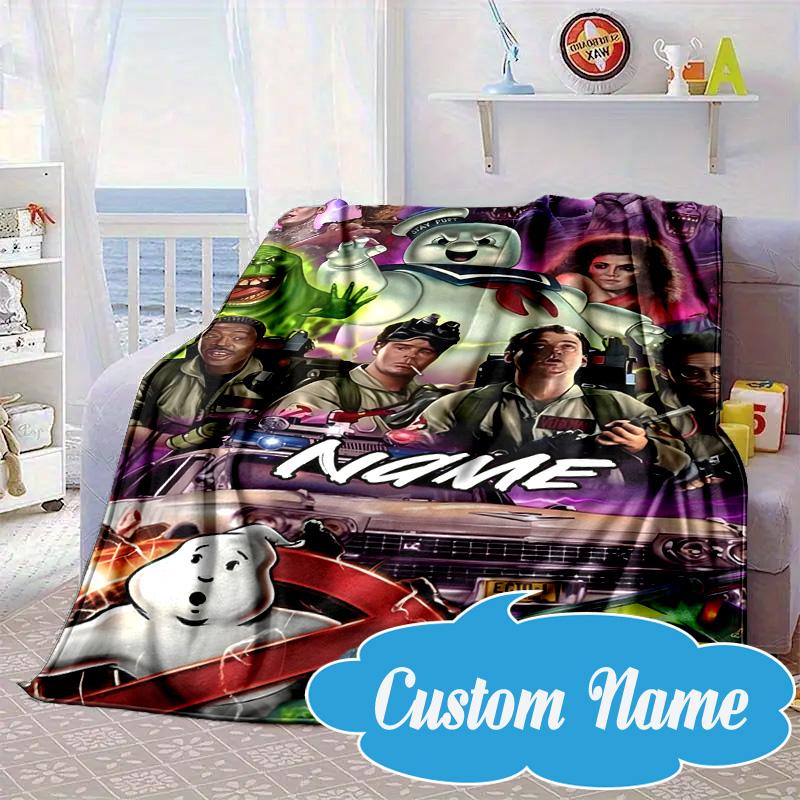 Custom Name Ghost-busters Logo Blanket Bed Sofa Blanket Flannel Blanket for Camping, Hiking, Picnic Essentials,gift for Fan Family