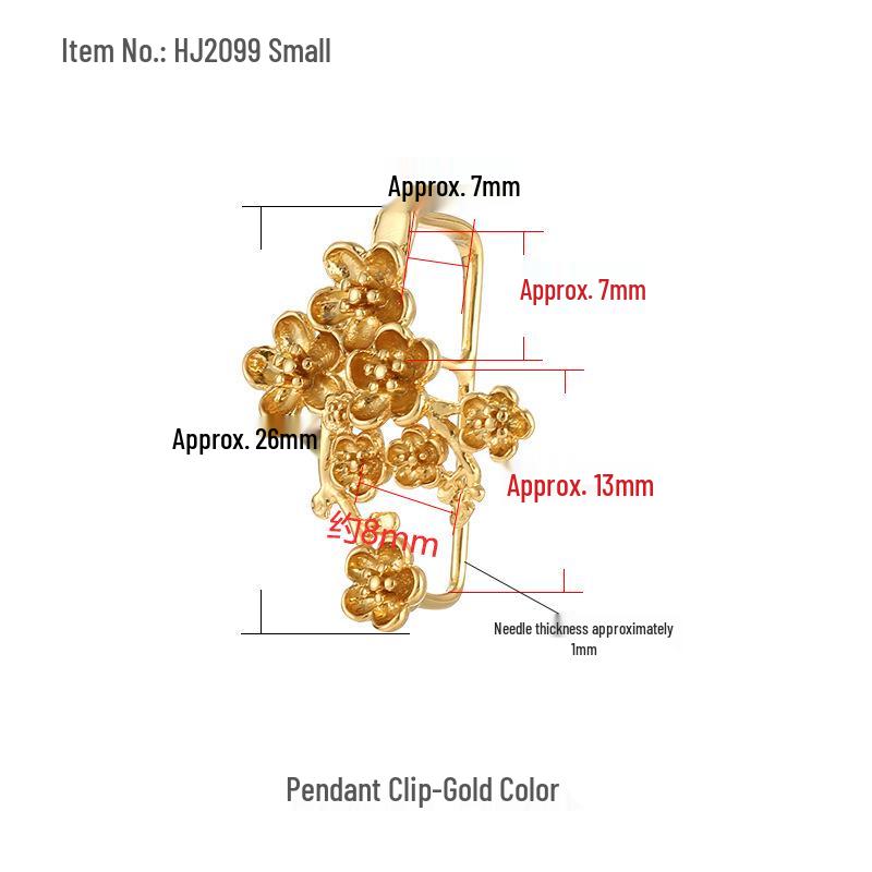 Women's Retro Plum Blossom Jadeite Pendant with Silver Bail Clip