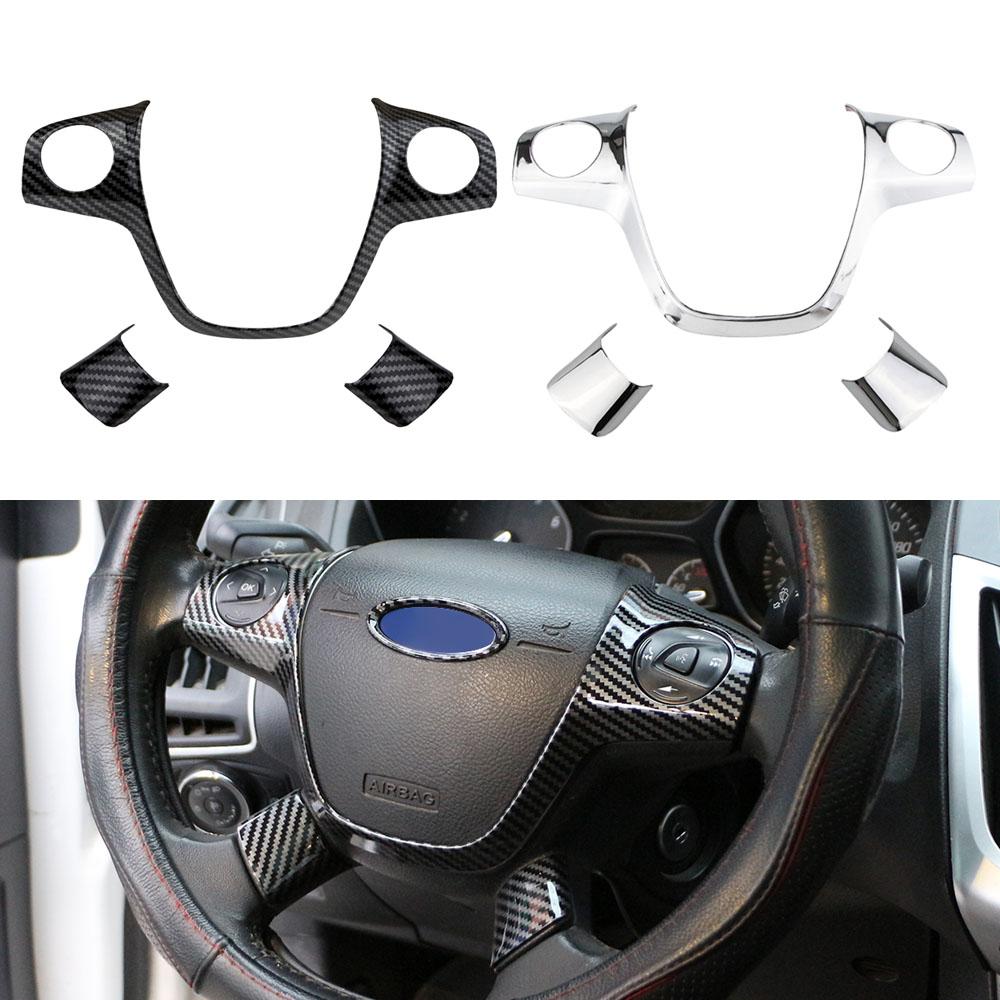For Ford Focus 3 MK3 2012-2014 for KUGA Escape 2013-2015 Car Styling Steering Wheel Trim Cover Sticker Abs Chrome Decoration