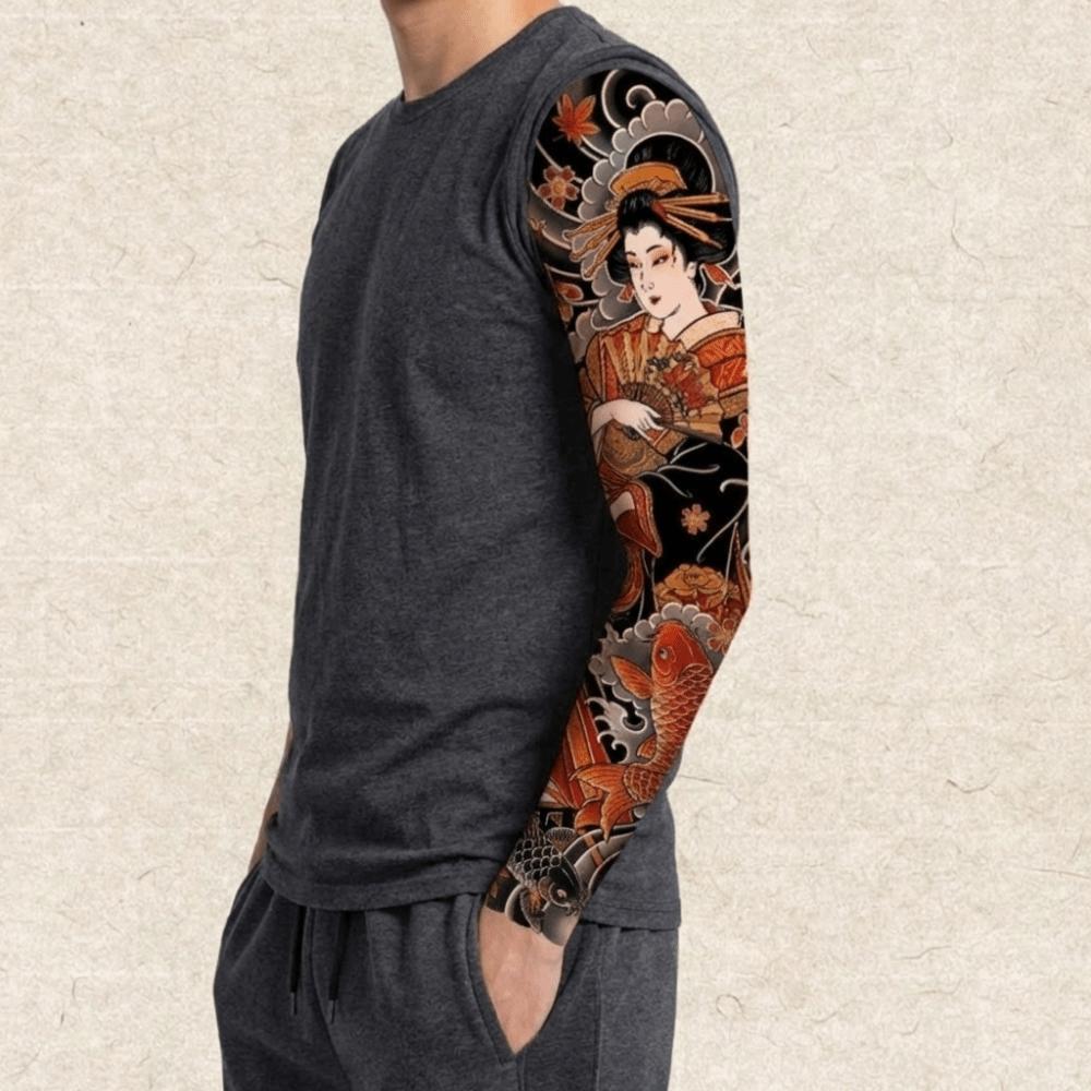 Tatuaż naklejka na ramię ryba koi japońskie demony tatuaż wodny ręce nogi body art
