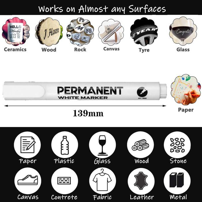 Marqueur permanent - ZOKKO - RiyaNed - Séchage rapide - Imperméable - Largeur trait 2 mm