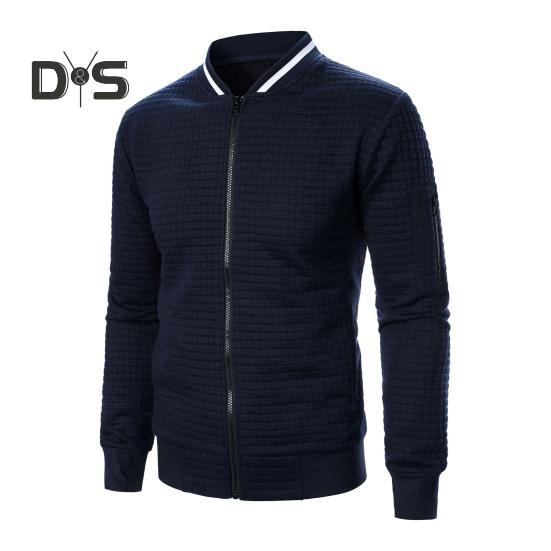 Herrenjacke Herbst Winter Einfarbig Waffelstruktur Sweatshirtjacke mit Taschen Reißverschlussleiste Lässige Oberbekleidung Sportliche Kleidung