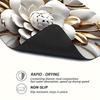 1Pcs Rubber Drying Mat With  3D Metal Flower Print For Coffee Shop Restaurant Kitchen Carpet Tableware Durable Diatom Mud Table Mat Pet Mat Coffeeware
