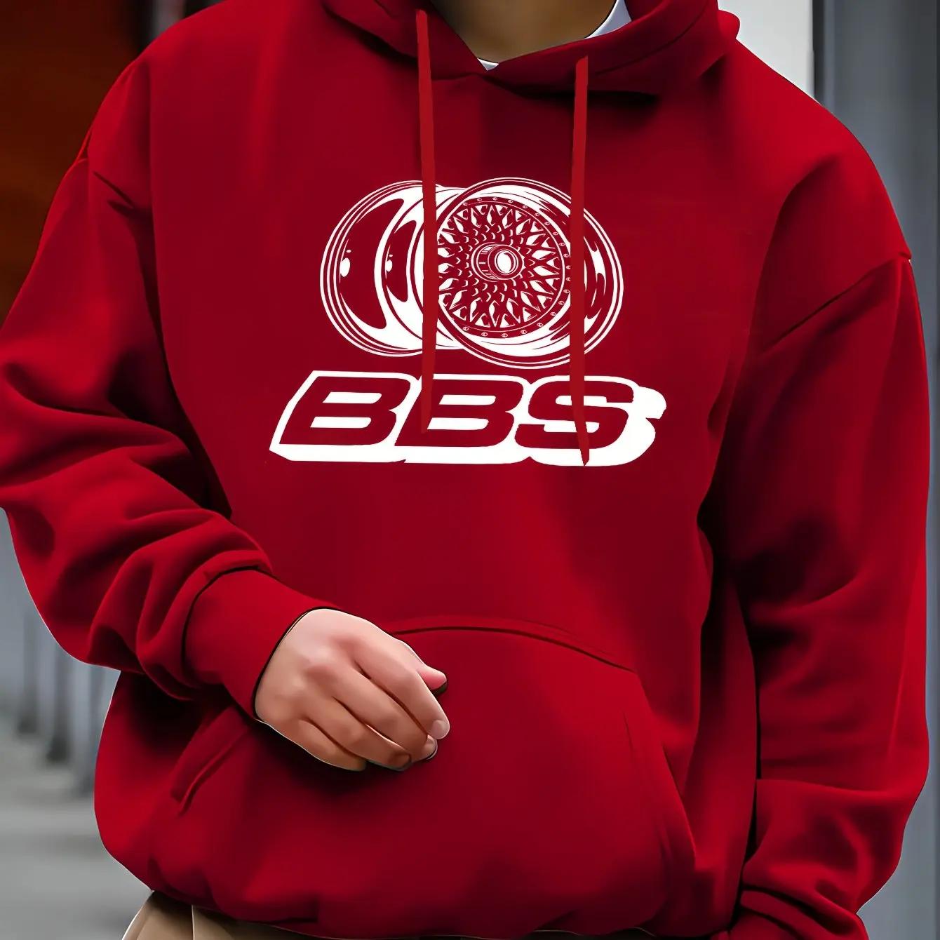 

Men s Casual Hooded Sweatshirt Printed with BBS Wheel Logo Autumn and Winter Fashion Pullover Sweater Hoodie L