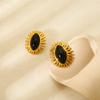ins retro resin sunflower horse eye earrings earrings plated with 18K gold stainless steel high-end jewelry women
