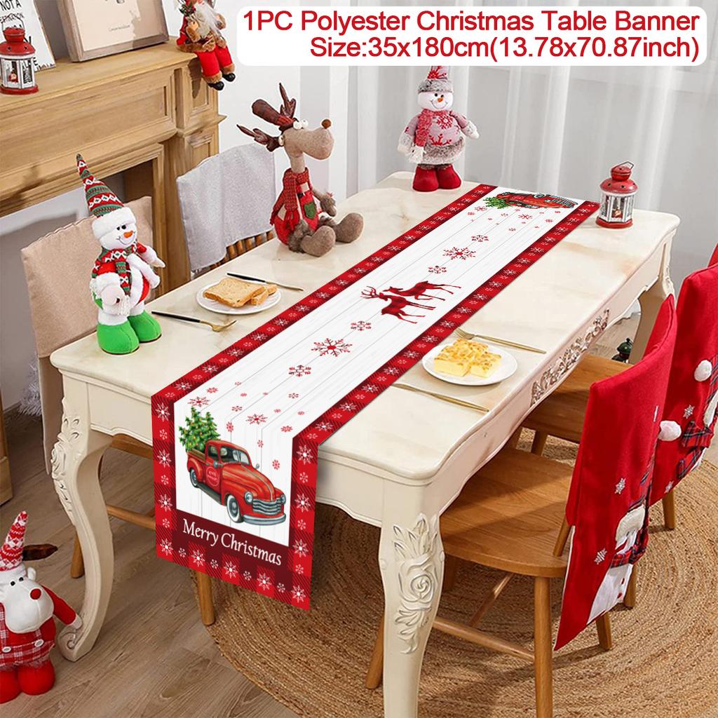 Christmas Table Runner Cloth Merry Christmas Decoration for Home 2024 Tablecloth Xmas Ornament Navidad Natal New Year Gift 2024