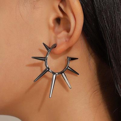 Punk Gothic Black Rivet Stud Earrings for Women Men Hip Hop Rock Metal Thorn Geometric Personality Earrings Jewelry Gifts