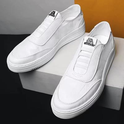 New Men's Leather Loafers High Quality Italian White Casual Shoes Comfort Slip On Lightweight Walking Sneakers Driving Mocassins