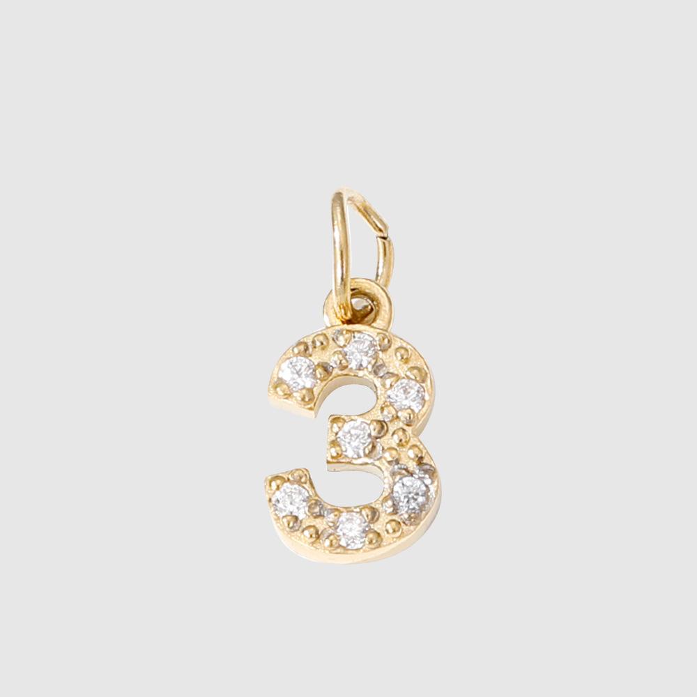 CARLIDANA New Popular Zircon Heart Symbol Number Charms Stainless Steel 18K Gold Plated DIY Jewelry Pendant for Bracelet
