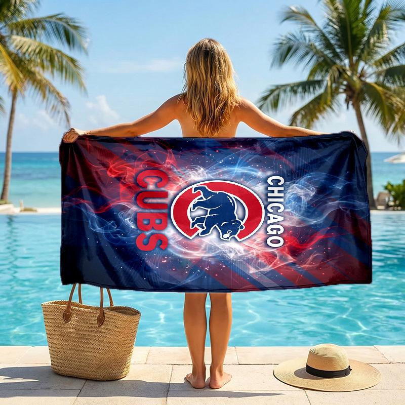 Asciugamano da Spiaggia alla Moda Chicago Cubs Asciugamano Portatile Morbido ad Asciugatura Rapida per Nuoto Campeggio Vacanze