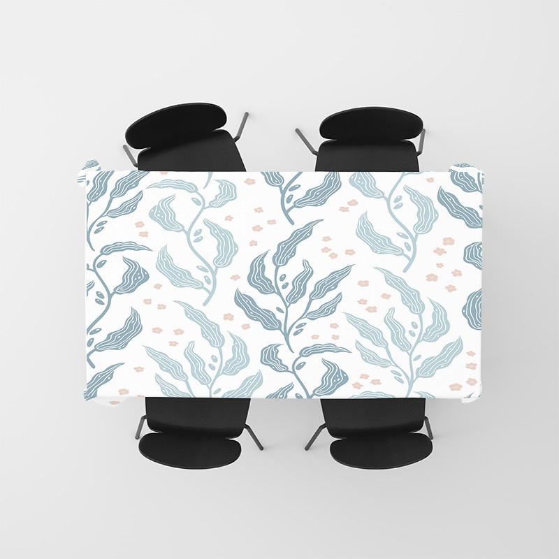 Modern Nordic Tablecloth Blue Waves Design For Dining Room Decoration Home Textiles White Light Blue 160X240Cm