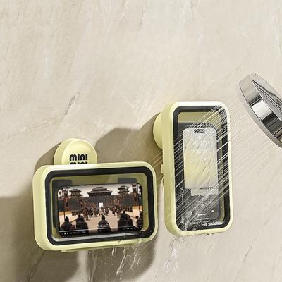 Mobile Phone Holder Suction Cup Waterproof Phone Box Bathroom Shower Phone Placement Box No Punching Rotatable Storage Box