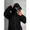Women'S Stylish Dragon Print Hoodie - Black Zip-Up Hooded Sweatshirt with Pockets, Casual Sporty