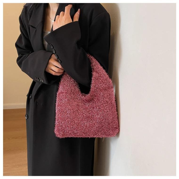 Polyester Shoulder Bags with Colored Thread for Ladies Solid Casual Bags New Fashion Trend