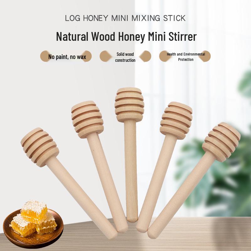 Wooden Honey Dipper and Stirring Stick for Jam, Red Wine, Coffee, Milk, Tea, and Soy Milk Honey Stirring Stick