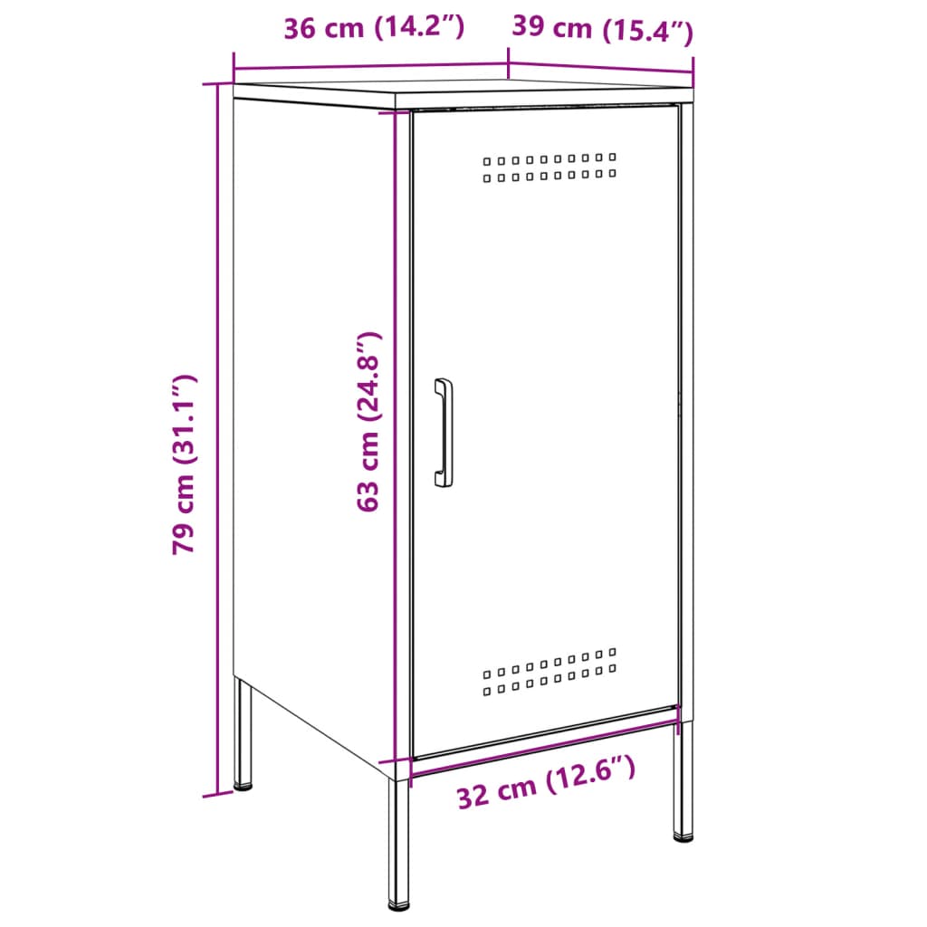 Sideboard Anthracite 36 X 39 X 79 Cm Steel