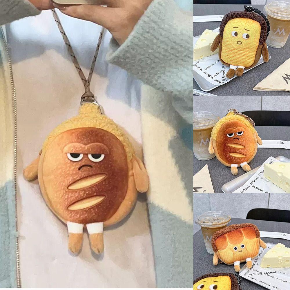 

Bread Expression Coin Purse Plush Halter Small Bag Casual Storage Bag Girl