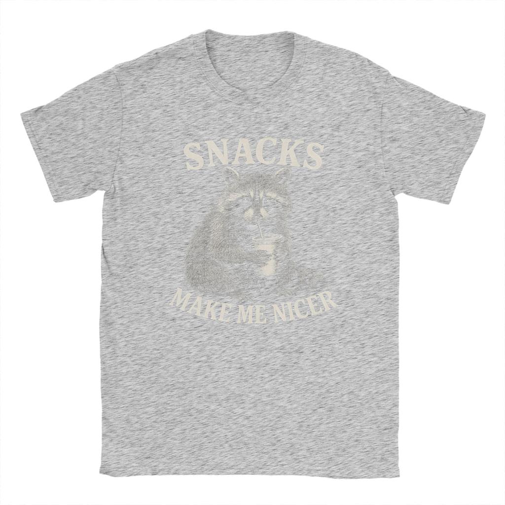Snacks Make Me Nicer Raccoon Animal Sarcastic Saying Raccoon T Shirt Summer  Cotton TShirts For Unisex Hip Hop Design Tshirt