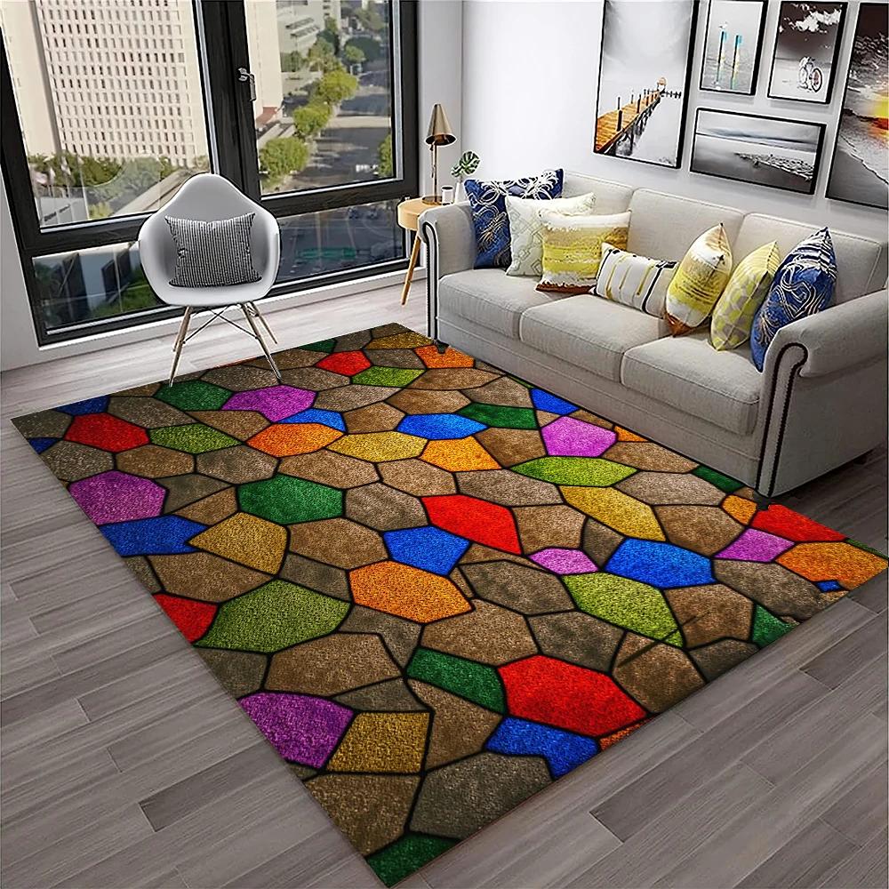 3D Colour Illusion Rainbow Vision HD Carpet Rug for Home Living Room Bedroom Sofa Doormat Decor,kids Area Rug Non-slip Floor Mat