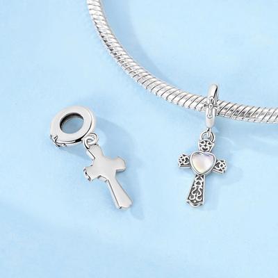 Original Charms Copper Retro Sacred Crucifix Beads Fit Platabracelets For Women Jewelry Making Fine Gifts