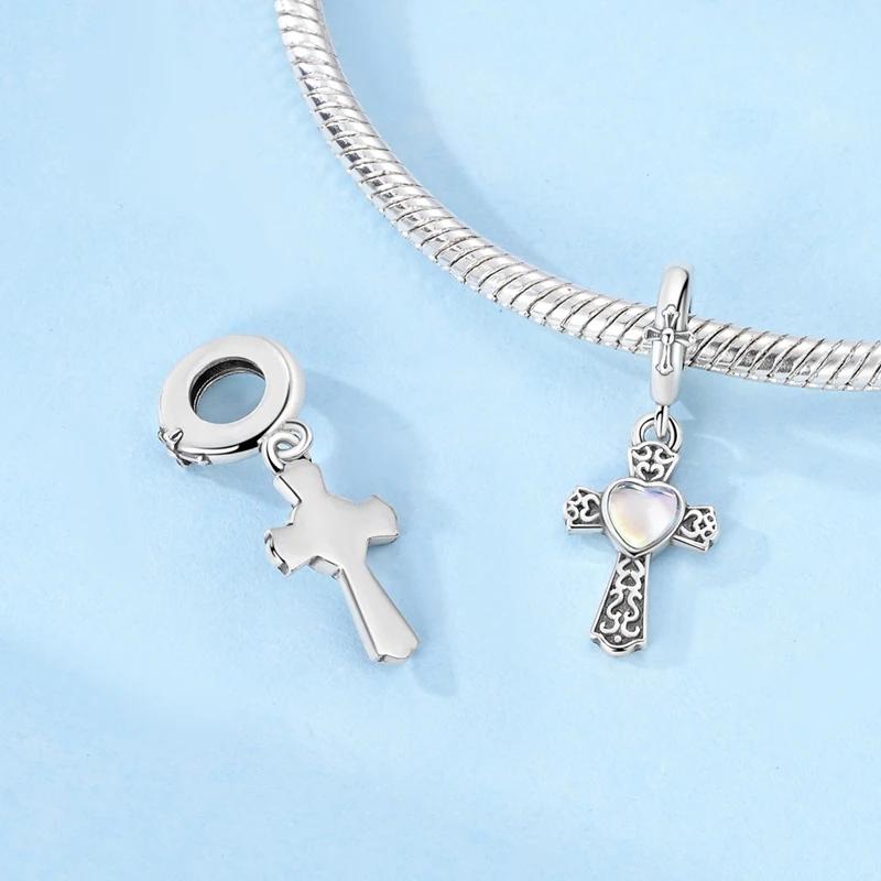 Original Charms Copper Retro Sacred Crucifix Beads Fit Platabracelets For Women Jewelry Making Fine Gifts