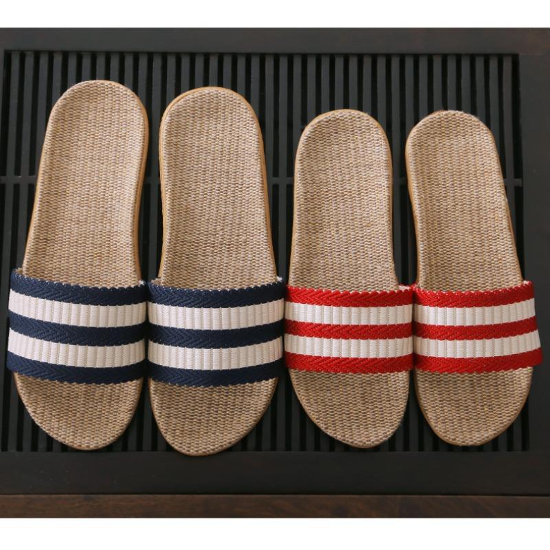 New Summer Women's Striped Linen Slippers