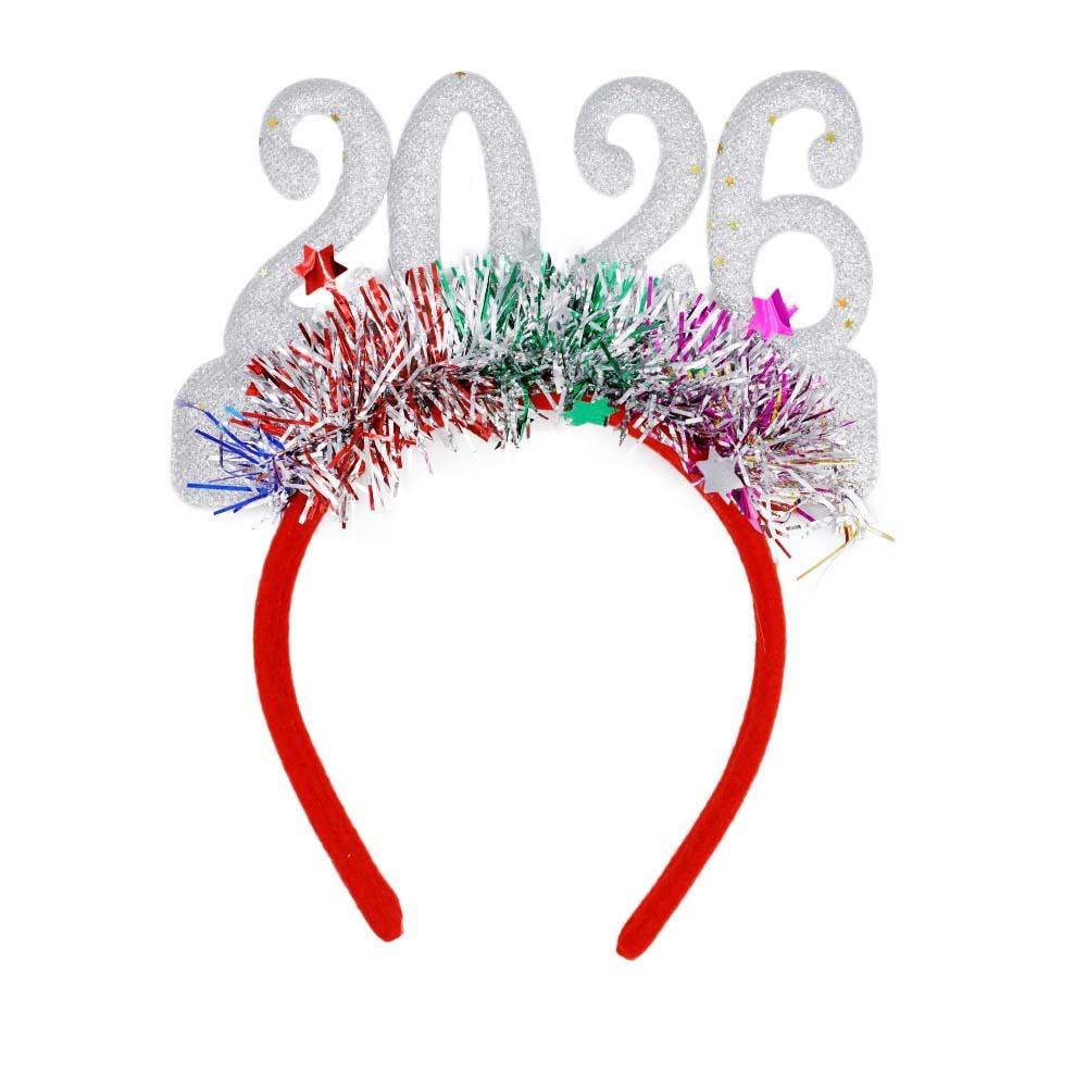 Colorful 2026 New Year Headbands Number Glitter Headwear Star Strip Headband  Christmas Party