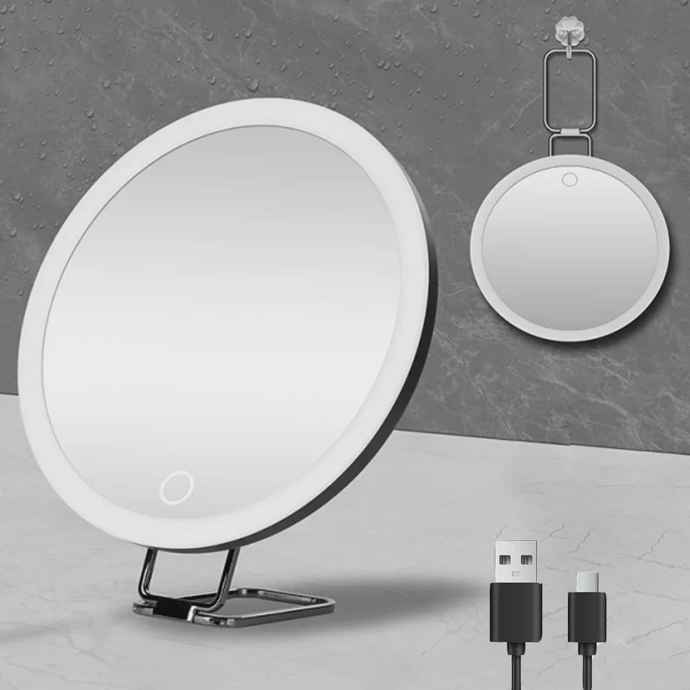 Rechargeable LED Makeup Mirror: 6" 10x/20x/30x Magnification, 360° Rotatable, Suction Cup Mount