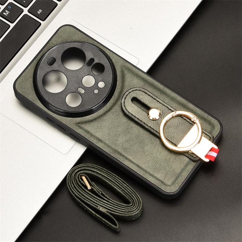 For  15 Ultra Case Fashion Ring WristStrap Leather Phone Holder Case For  15 Ultra Drop-Resistant Cover