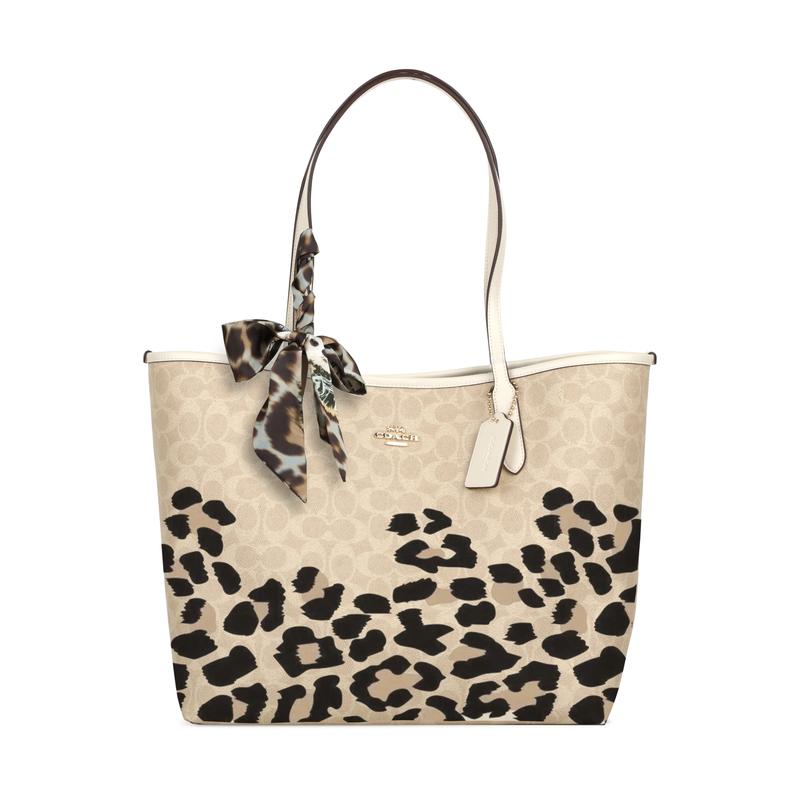 

COACH shoulder bag [Customized bag] City 33 Jiuqi leopard print bow classic French gentle elegant hand-painted tote Tote Leopard print cream puff коричневий