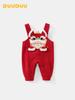DUUDUU 2025 Chinese New Year Velvet Baby Overalls - Red, Autumn/Winter New Style