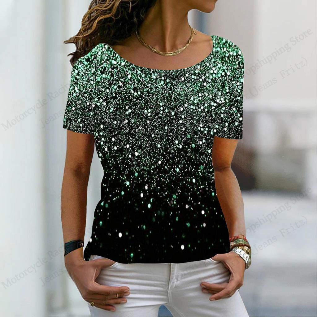 New Vintage Blue Pattern 3d Print Ethnic T-shirt Women Fashion O-Neck Short Sleeve Oversized Casual Tops Tees Female Clothes Y2K