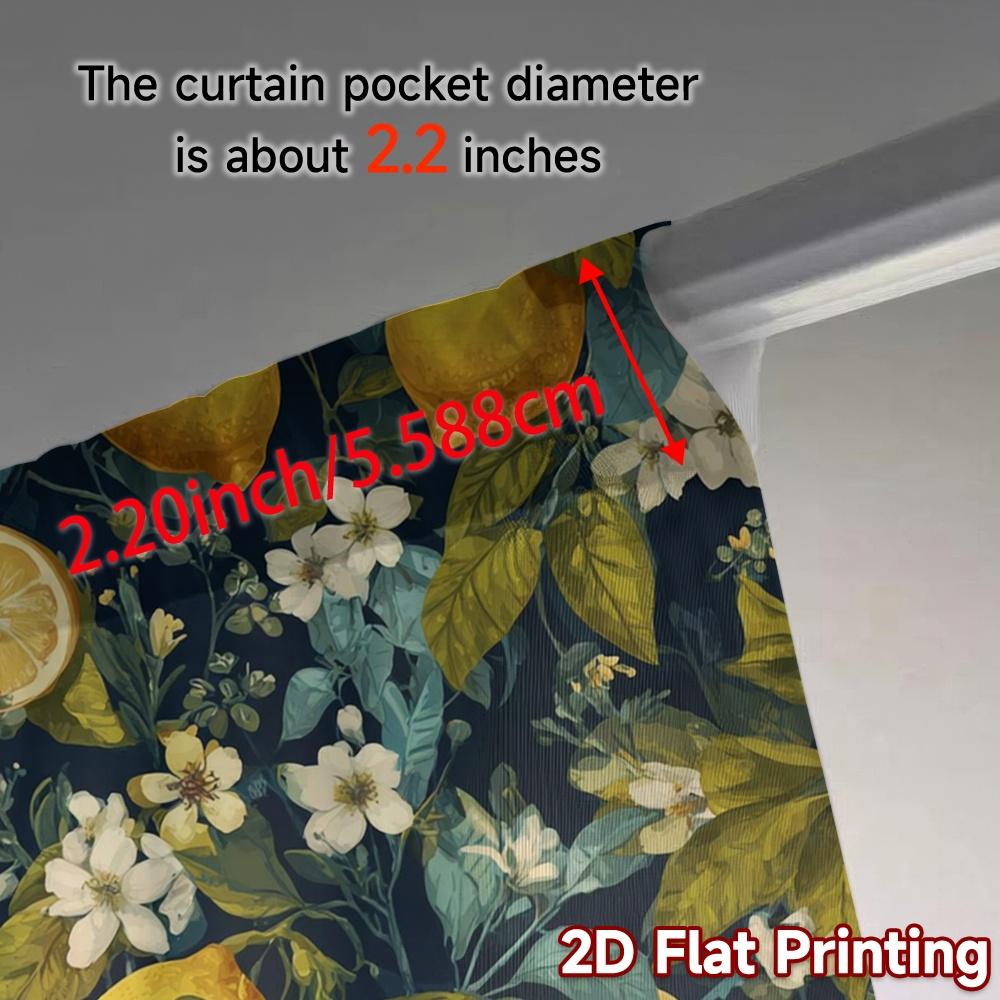 2pcs, 2D FLAT PRINTING Curtains (Without Rod) Lemon Blossoms Creative Modern Curtains Versatile Polyester Curtains Decorations