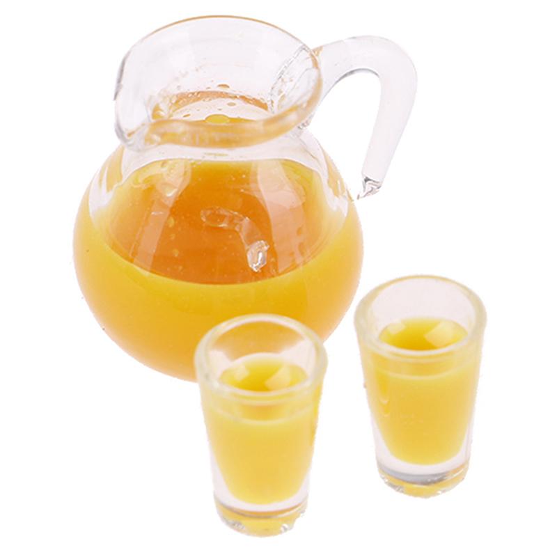 1:12 Dollhouse Miniature Accessories Mini Juice Jug Cup Set Simulation Drink Milk  Model Toys for Doll House Decoration