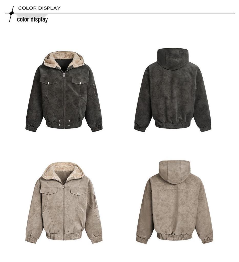 Herren American Retro Patchwork Stehkragen Baumwolljacke - Dick, Warm, Trendy, Lockerer Schnitt mit Kapuze.