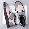 New Men's Casual Leather Shoes Men's Lazy Shoes Comfortable Foot Cover Low Top Velcro Non-slip Flat Heel Shock Absorber Round Head