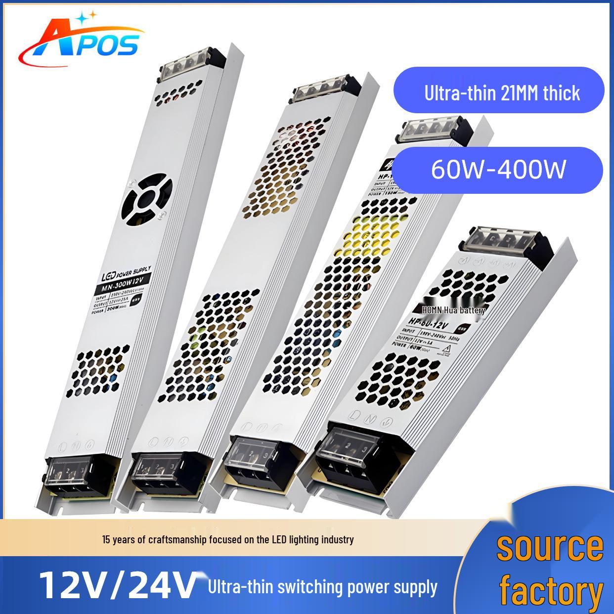 

Ультратонкий светодиодный импульсный источник питания DC12V/24V, 60W-400W 12V 100W