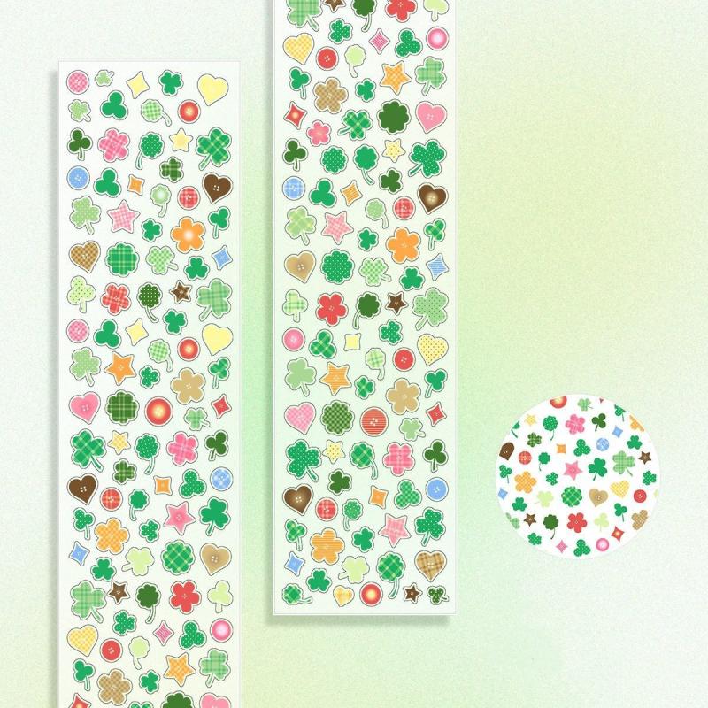 PET Doodle Sticker Tapes Clover Stickers Glasses Idol Cards Decor Scrapbook Journal DIY Decoration Supplies