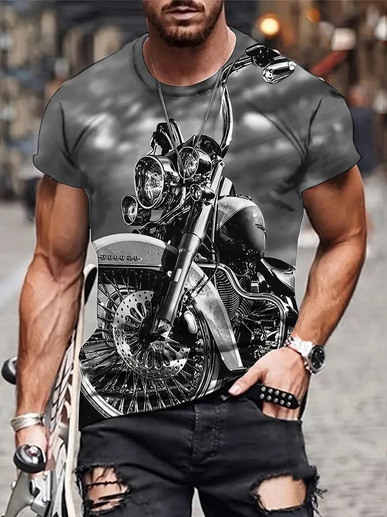 Simple and Fresh Letter Pattern 3D Printed T-shirt for Summer Outdoor Casual Short Sleeved Top, Soft and Comfortable Men's O-neck Clothing