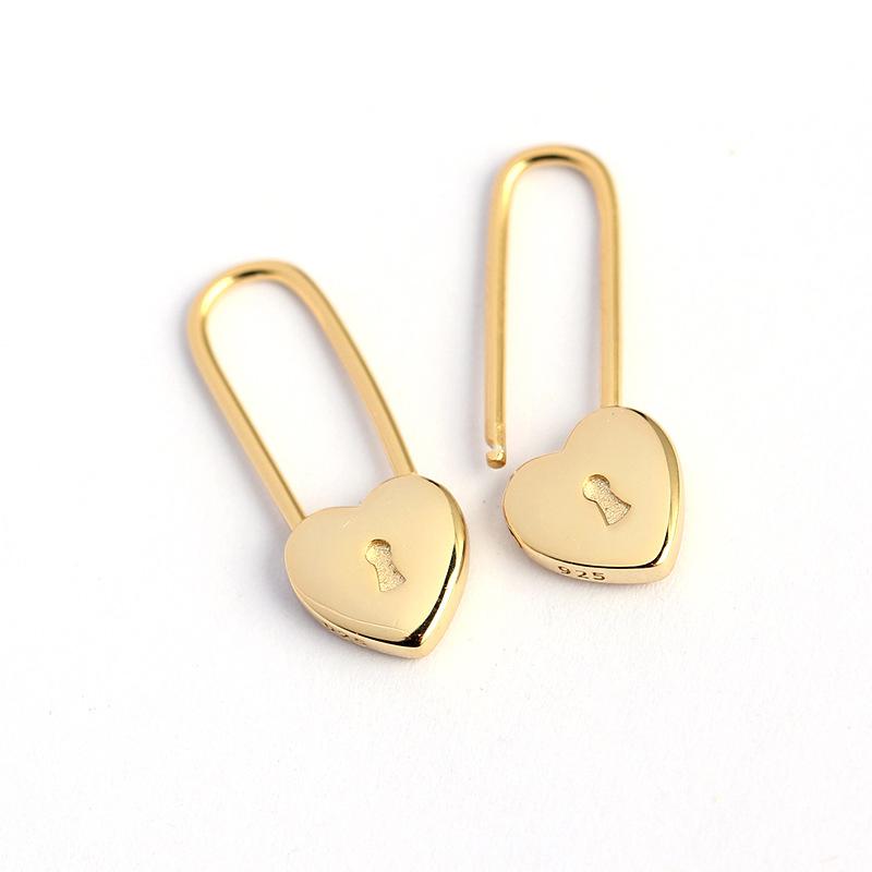 925 Silver Ear Needle Exquisite Heart Pendant Hoop Earrings Fashion Geometric Zircon Stud Earrings Women's Fine Jewelry
