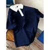 Stylish Gradient Striped Short-sleeve Polo Shirt, Ideal for Casual Daily Wear.