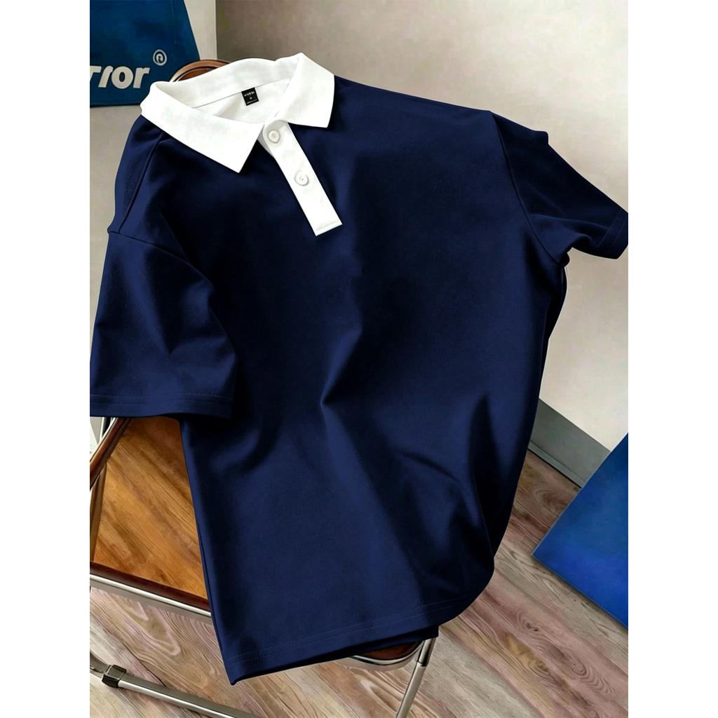 Stylish Gradient Striped Short-sleeve Polo Shirt, Ideal for Casual Daily Wear.