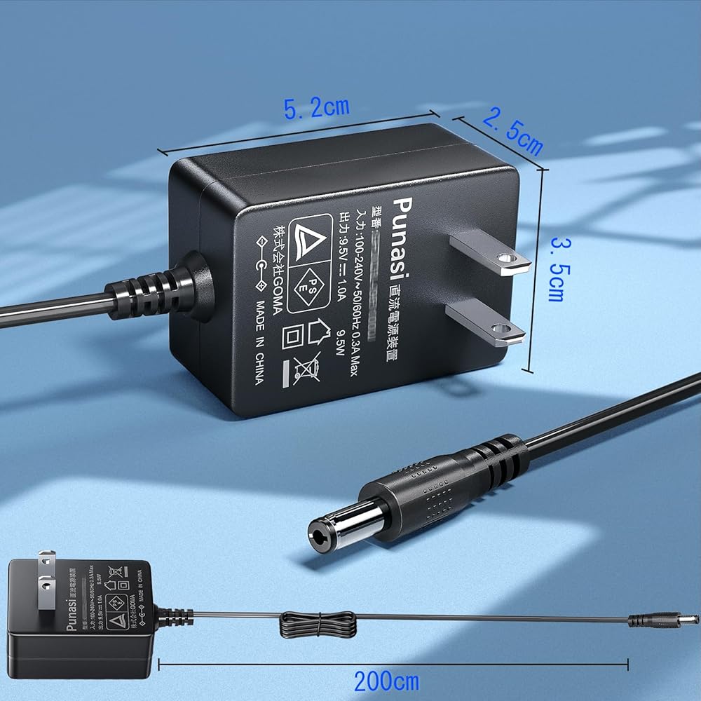 Punasi Casio Label Writer PSE Certified NameLand AC Adapter AD-E95100LJ AC Adapter 9.5V 1A Charge...