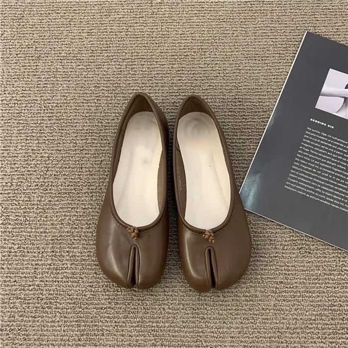 Japansk Stil2025Sko Dame Koselige Skinnballerinaer Splitthov Tå Loafers Femme Mary Jeans Mocasines Damesko
